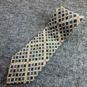 Today's Man Silk Tie Mens One Size Blue Green Geometric Diamond Made in Italy